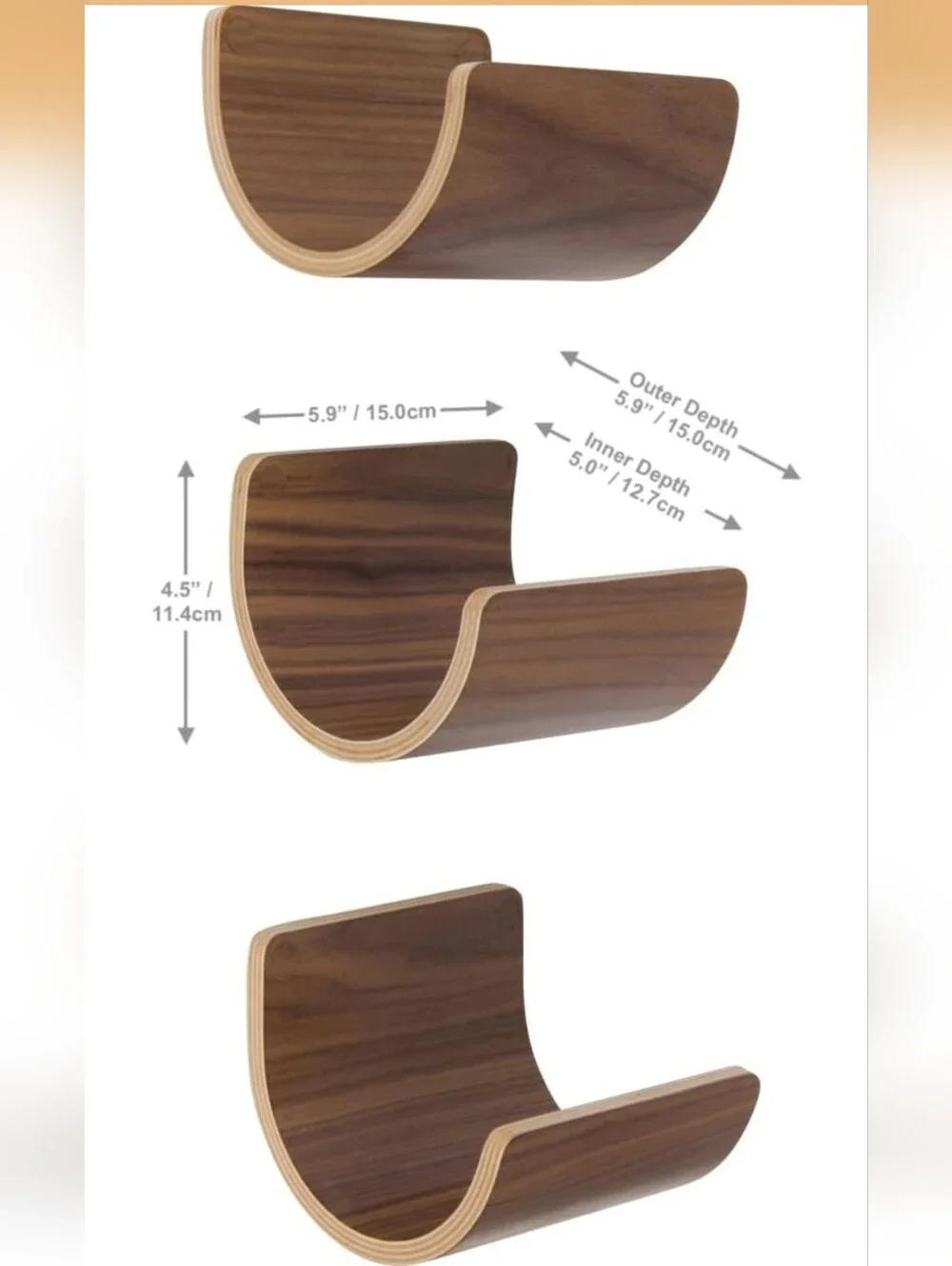 Wall-Mounted Wooden Rolled Towel Rack X3